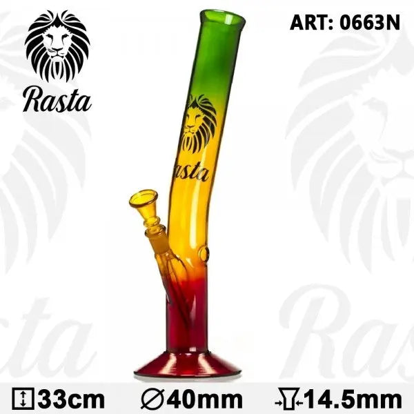 Rasta Glass Water Pipe w/ Lion Logo 13"