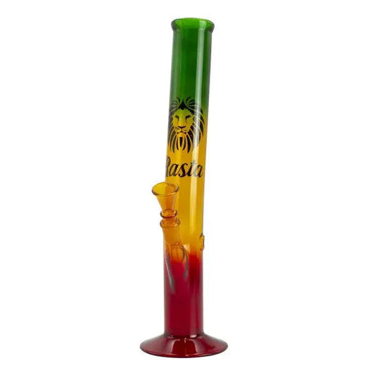 Rasta Glass Water Pipe w/ Lion Logo 13"