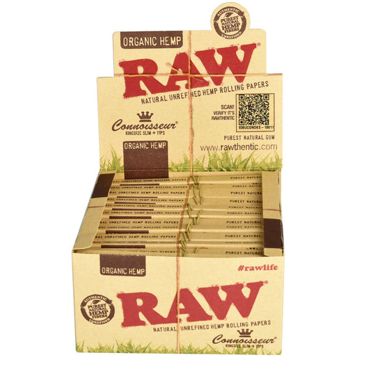 Full Box RAW Organic Connoisseur Rolling Papers | Kingsize 24 Packs